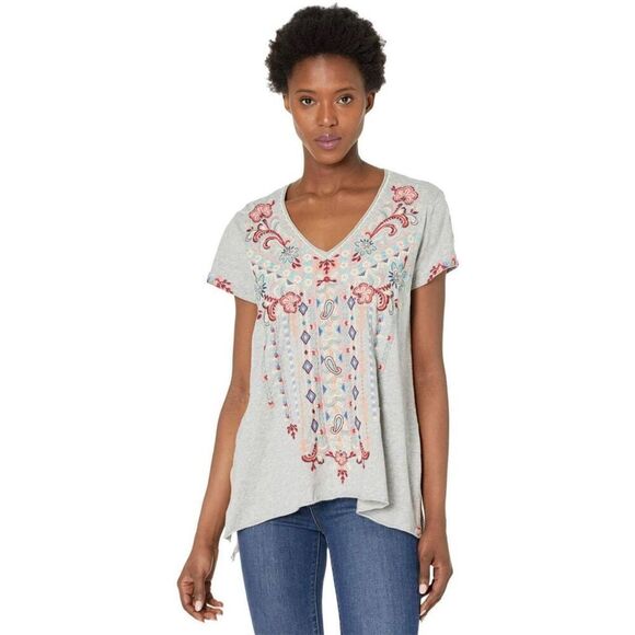 Johnny Was Tua Embroidered Knit Drape Top Grey‎ Size S - Picture 3 of 12